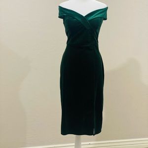 Emerald green velvet dress, size 10